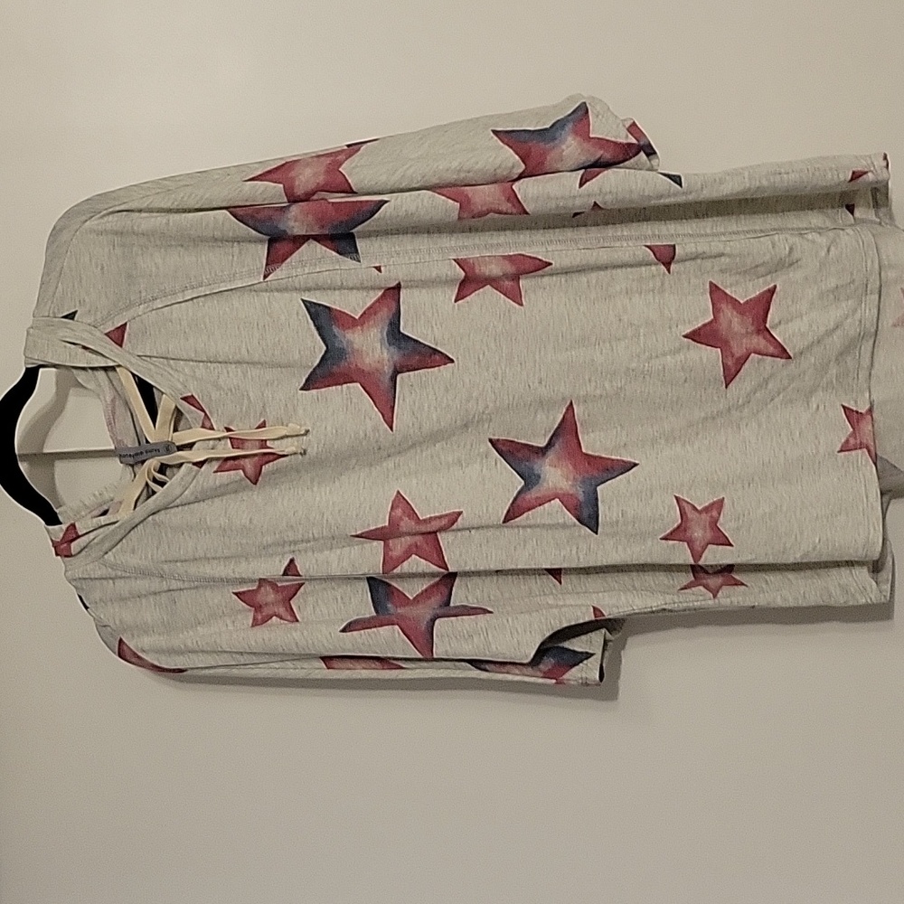 Honeyme XXL American stars short sleeved/dolman sleeve hoodie with tie front